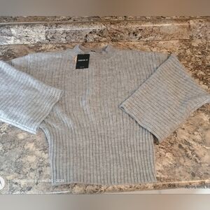 Forever 21 Light Gray Ribbed Crewneck Sweater